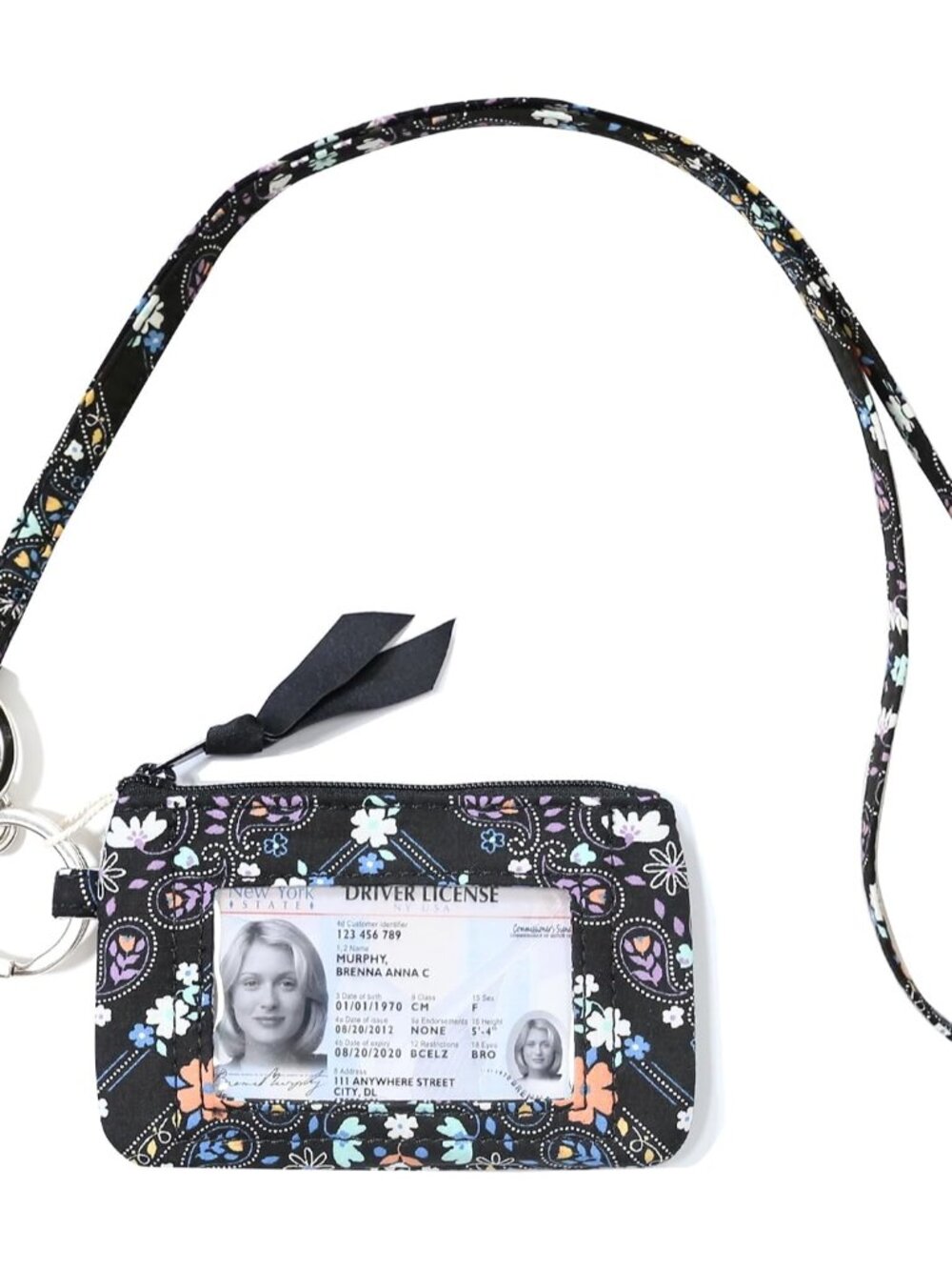 Lanyard Wallet for Women, ID Card Holder, Lanyards for ID Badges, Floral Zip ID